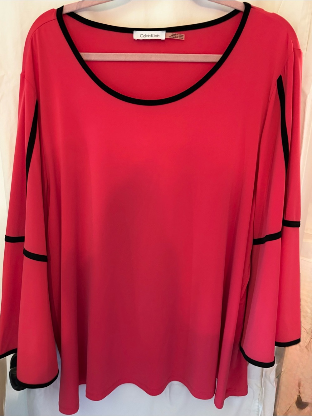 Calvin Klein Pink Long-Sleeve Tunic with Black Trim